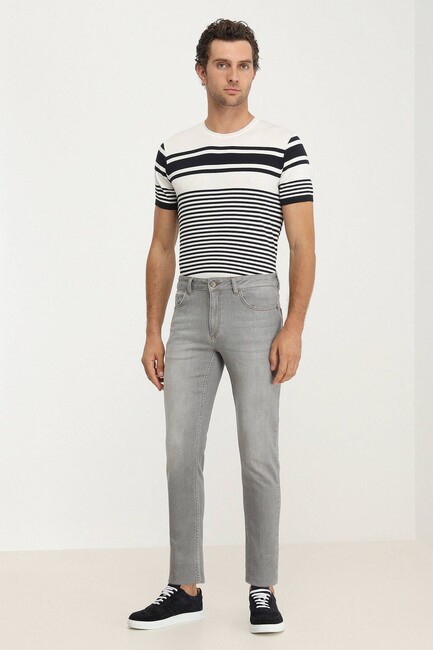 Erkek Slim Fit Denim Pamuk Karışımlı Pantolon 10140855 Gri (1)