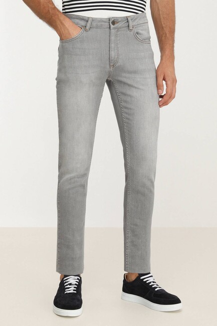 Erkek Slim Fit Denim Pamuk Karışımlı Pantolon 10140855 Gri (2)