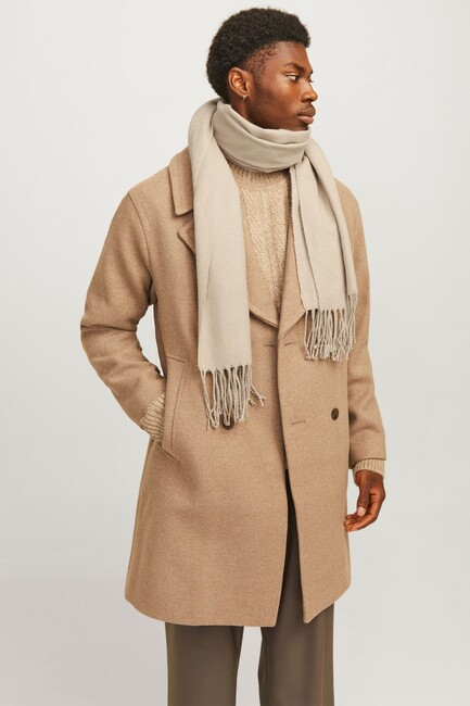 Erkek Solıd Woven Atkı 12140332 Ekru (1)