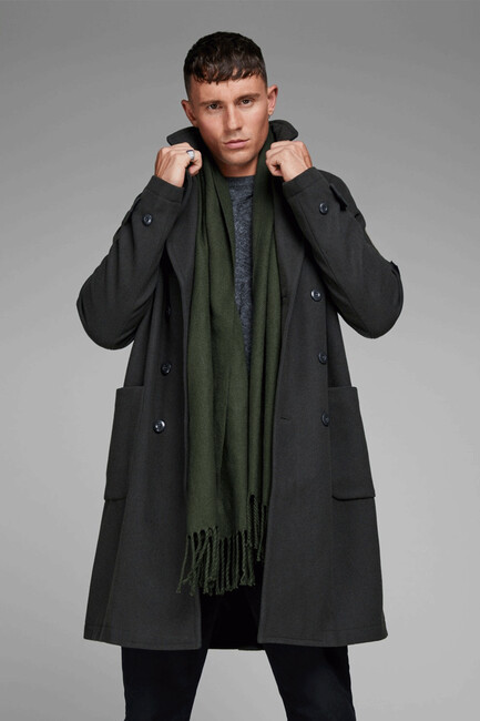 Erkek Solıd Woven Atkı 12140332 Haki - Thumbnail