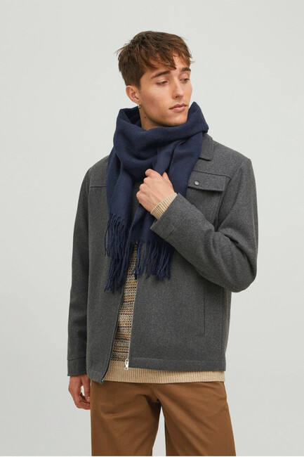 Erkek Solıd Woven Atkı 12140332 Lacivert (1)