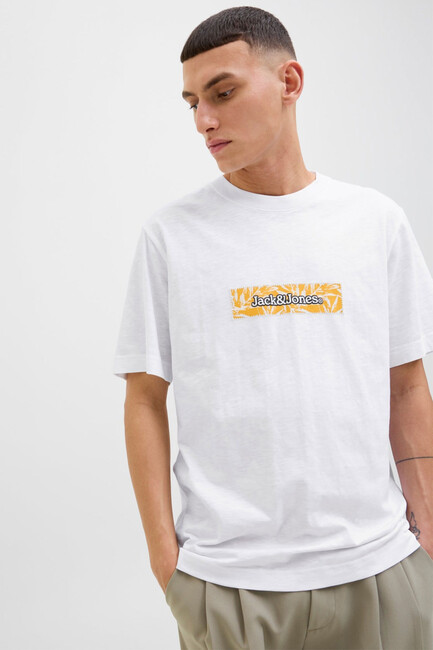 Erkek Splıt Aop Brandıng Tişört 12272993 Beyaz - Thumbnail