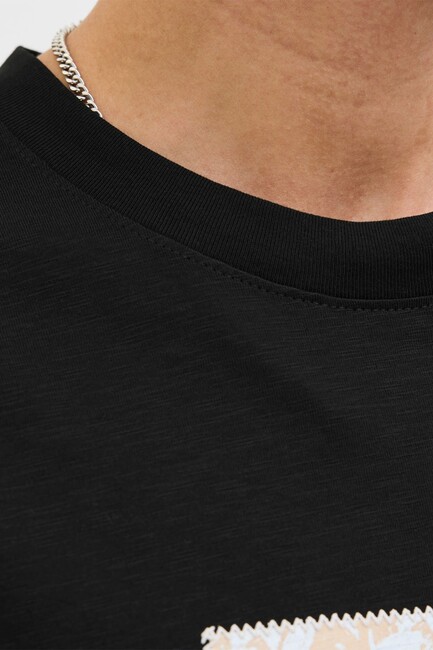 Erkek Splıt Aop Brandıng Tişört 12272993 Siyah - Thumbnail