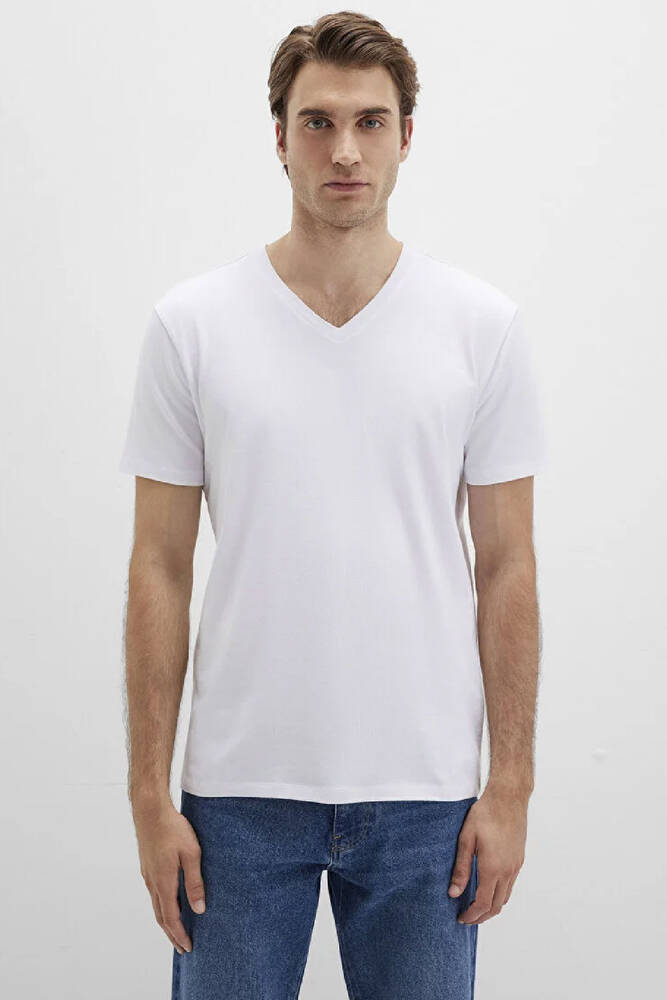 Erkek Stretch V Yaka Tişört 061748-620 Beyaz 