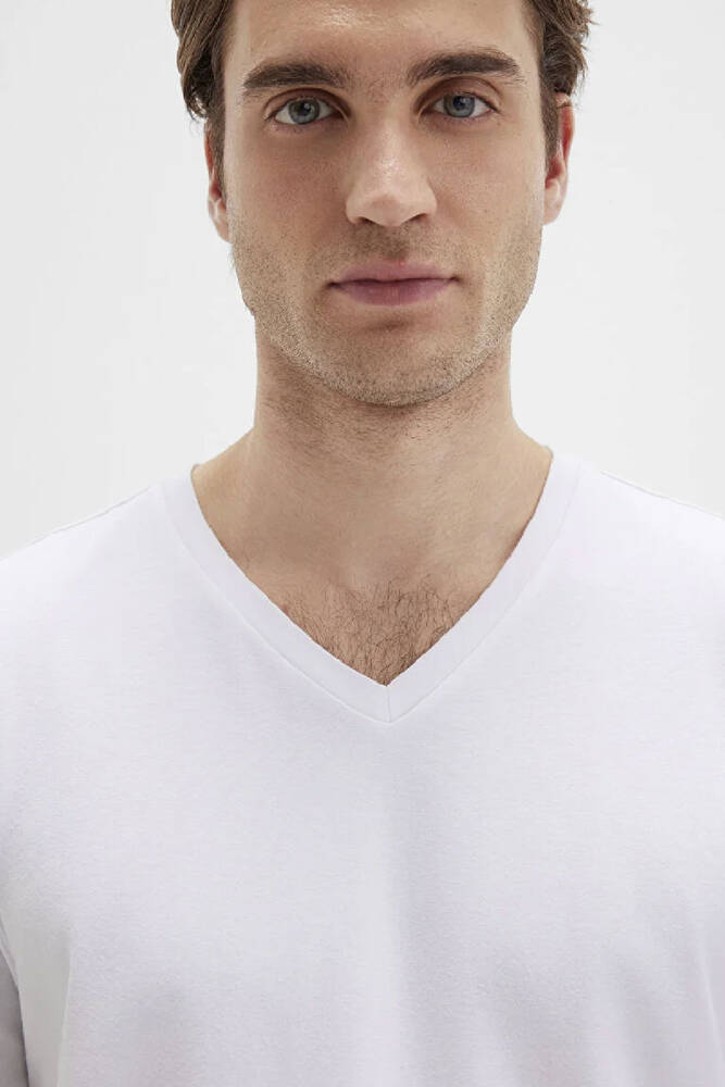 Erkek Stretch V Yaka Tişört 061748-620 Beyaz 