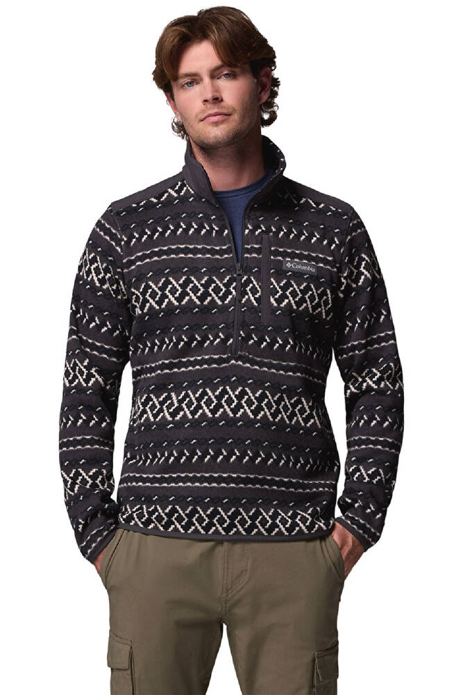 Erkek Sweater Weather Printed Yarım Fermuarlı II Polar Üst AO5809_012 Gri 