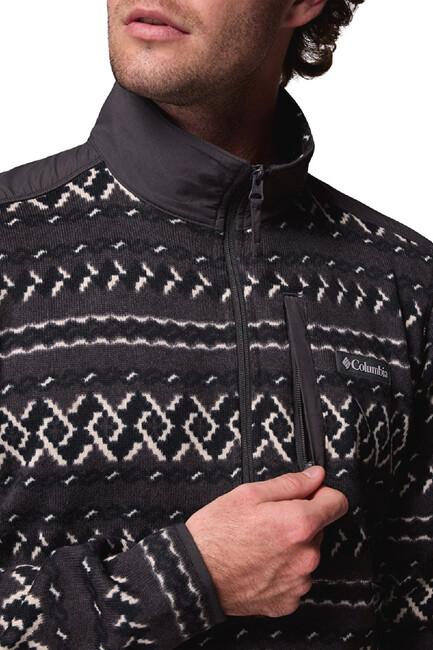 Erkek Sweater Weather Printed Yarım Fermuarlı II Polar Üst AO5809_012 Gri - Thumbnail