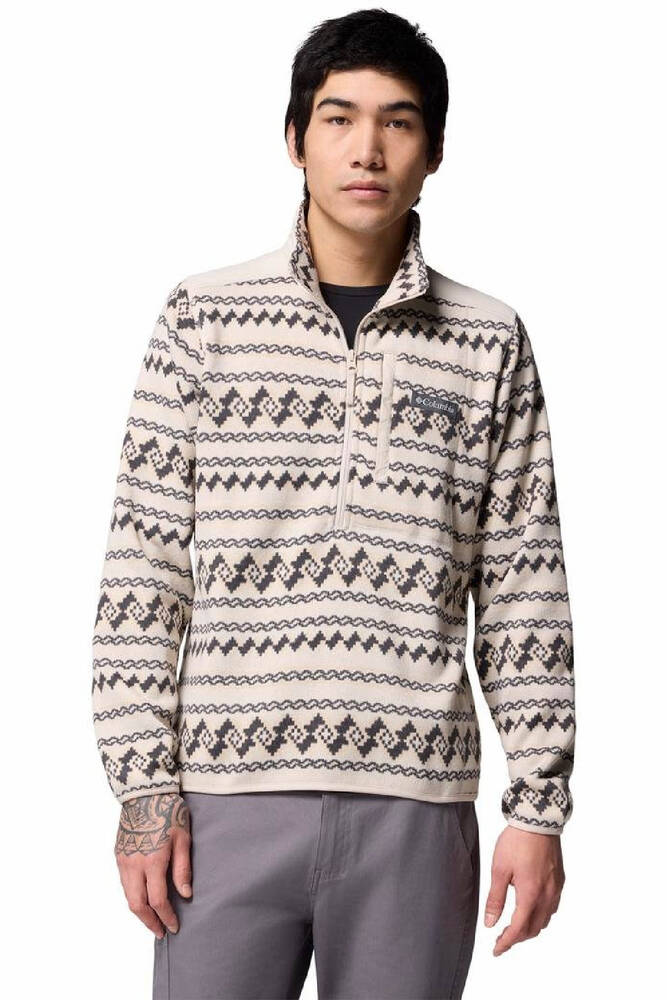 Erkek Sweater Weather Printed Yarım Fermuarlı II Polar Üst AO5809_280 Kahve 