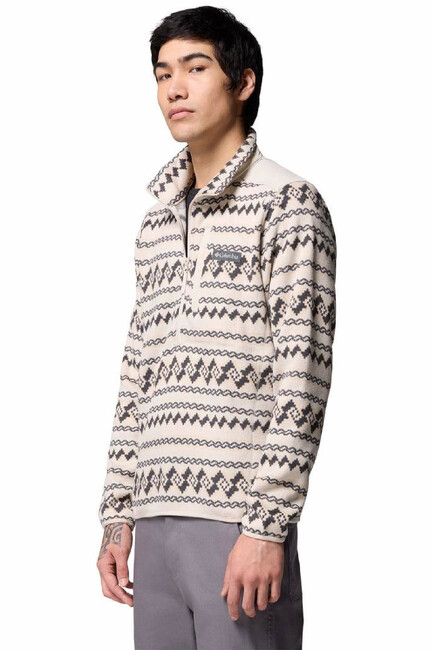 Erkek Sweater Weather Printed Yarım Fermuarlı II Polar Üst AO5809_280 Kahve (3)