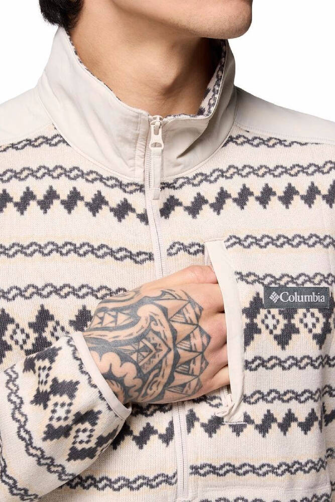 Erkek Sweater Weather Printed Yarım Fermuarlı II Polar Üst AO5809_280 Kahve 