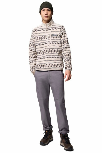 Erkek Sweater Weather Printed Yarım Fermuarlı II Polar Üst AO5809_280 Kahve - Thumbnail