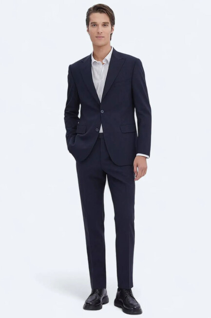 Erkek Modern Fit Çevre Dostu Yün Karışımlı Takım Elbise TKM-3558 10150769 Lacivert (2)