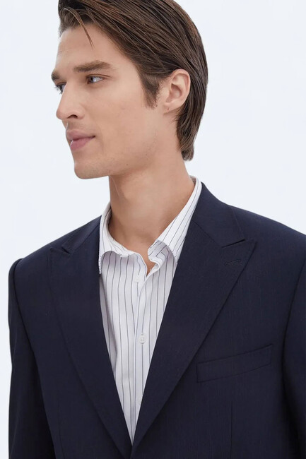 Erkek Modern Fit Çevre Dostu Yün Karışımlı Takım Elbise TKM-3558 10150769 Lacivert (3)