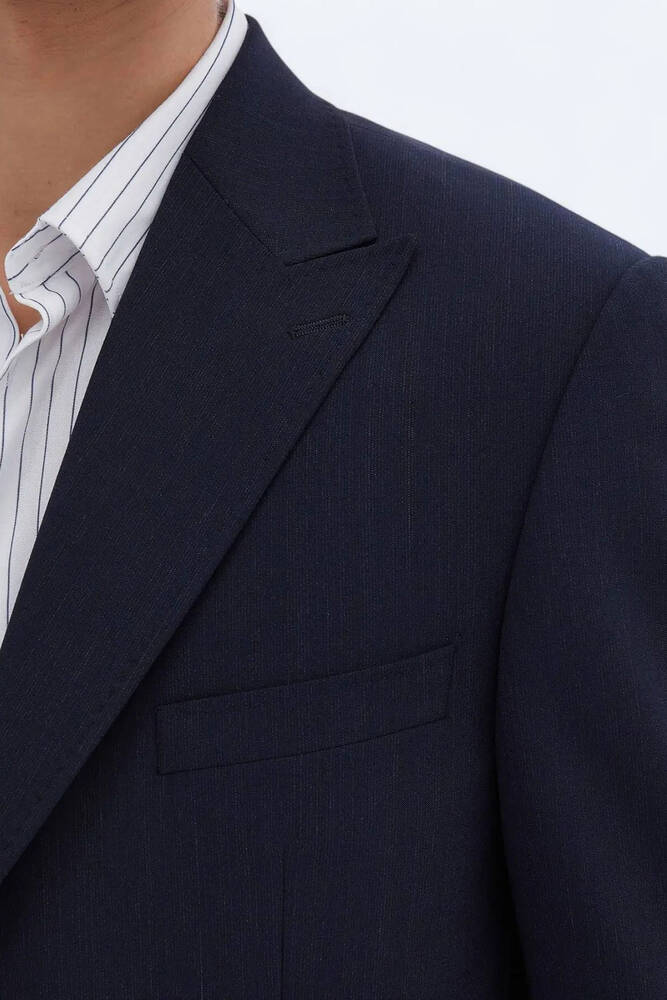 Erkek Modern Fit Çevre Dostu Yün Karışımlı Takım Elbise TKM-3558 10150769 Lacivert 