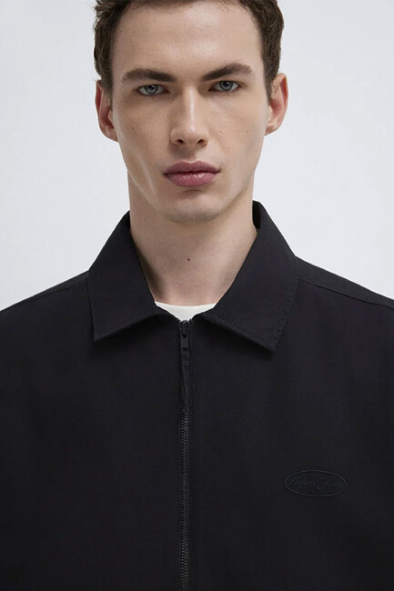 Erkek Tam Fermuarlı Gömlek 0211883-900 Siyah - Thumbnail