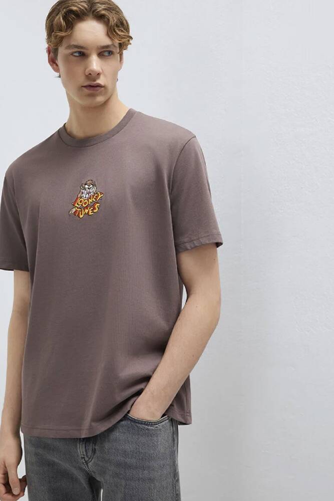 Erkek Tazmanya Canavarı Baskılı Tişört 0612657-86683 Kahve 