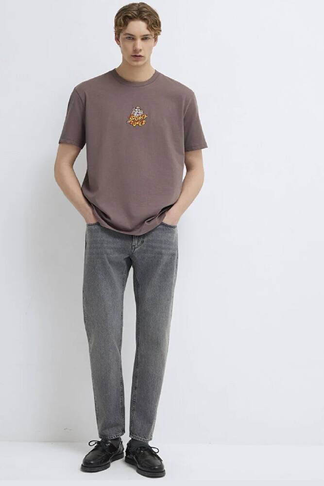 Erkek Tazmanya Canavarı Baskılı Tişört 0612657-86683 Kahve 