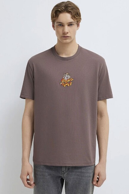 Erkek Tazmanya Canavarı Baskılı Tişört 0612657-86683 Kahve (3)