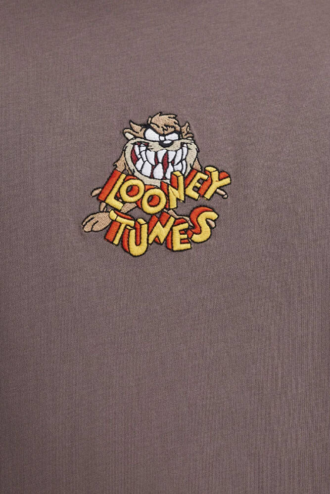 Erkek Tazmanya Canavarı Baskılı Tişört 0612657-86683 Kahve 