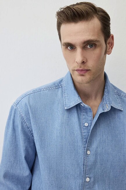 Erkek Theo Mavi Edition Gömlek 0211655-90893 Mavi - Thumbnail