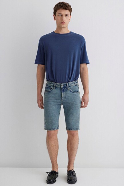 Erkek Tım 90'S Street Comfort Denim Şort 0428489645 Mavi - Thumbnail