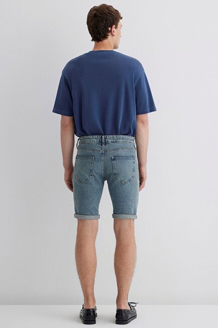 Erkek Tım 90'S Street Comfort Denim Şort 0428489645 Mavi - Thumbnail