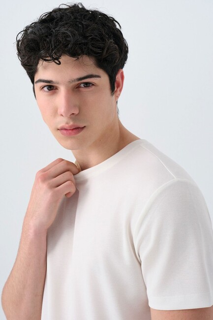 Erkek Tişört LF2038850 Ekru - Thumbnail