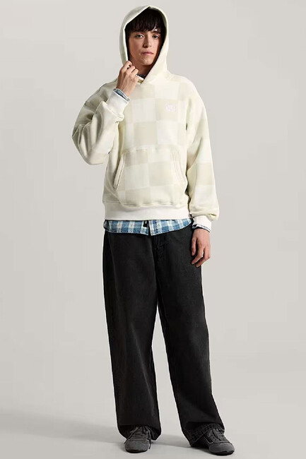 Erkek Tonal Check Stretch Logo Sweat VN000ZP4FS81 Ekru - 4