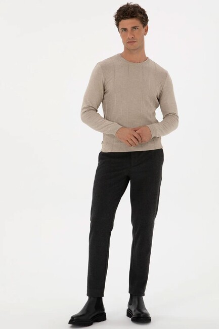 Erkek Triko Kazak 000-2243454 Bej - Thumbnail