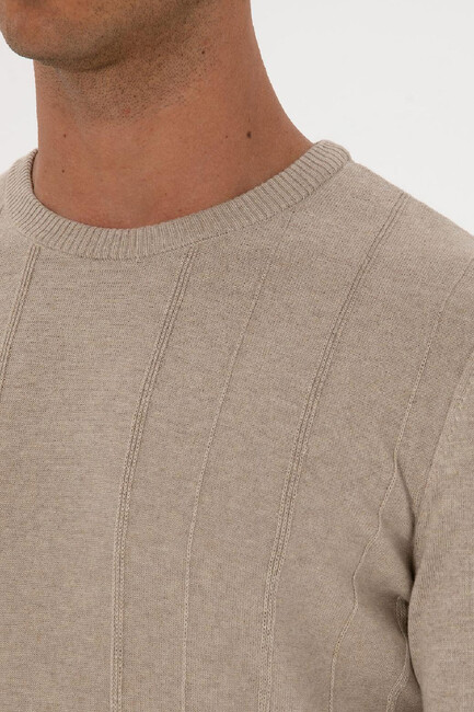 Erkek Triko Kazak 000-2243454 Bej - Thumbnail