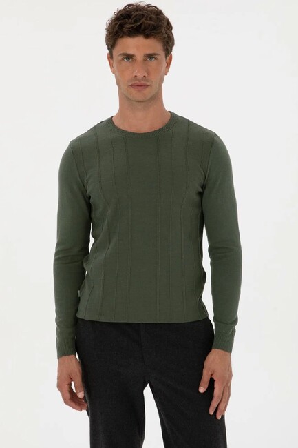 Erkek Triko Kazak 000-2243454 Haki (1)