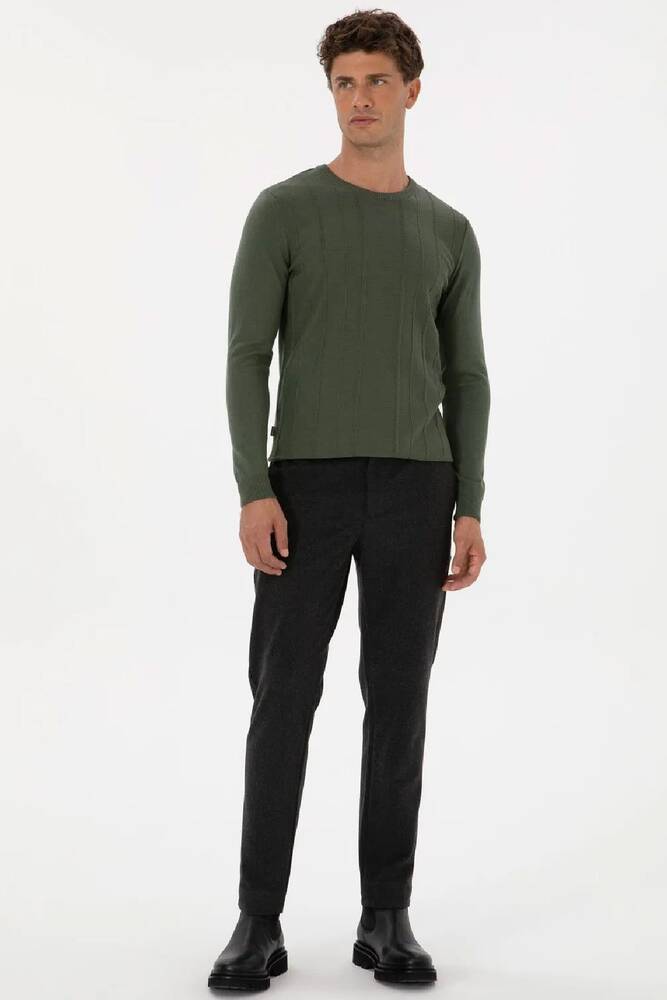 Erkek Triko Kazak 000-2243454 Haki 