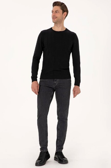 Erkek Triko Kazak 000-2243454 Siyah - Thumbnail