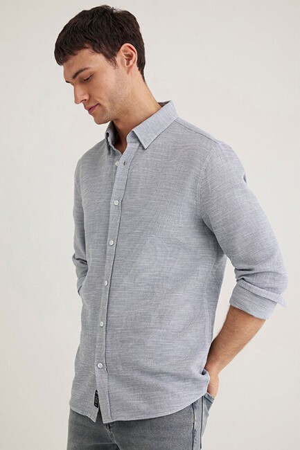 Erkek Uzun Kol Gömlek 020579-86998 Gri (1)