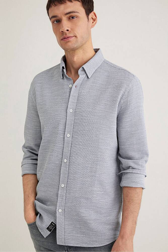 Erkek Uzun Kol Gömlek 020579-86998 Gri 
