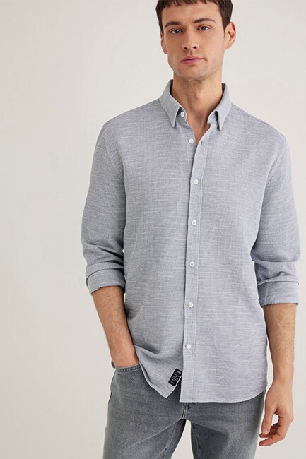 Erkek Uzun Kol Gömlek 020579-86998 Gri (3)