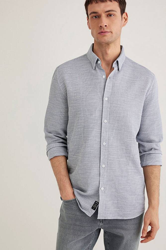 Erkek Uzun Kol Gömlek 020579-86998 Gri 