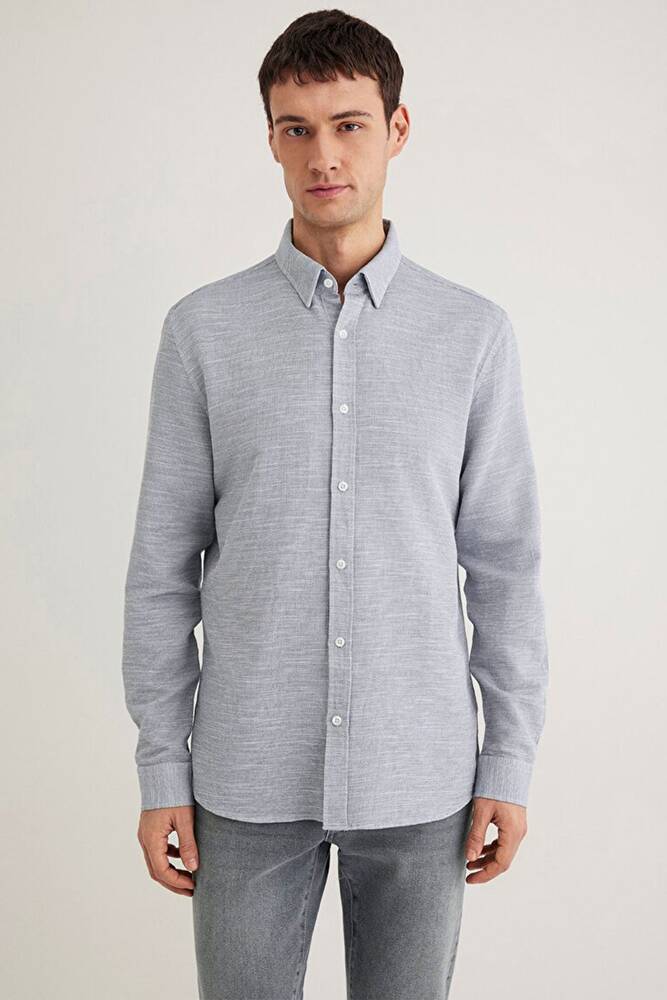 Erkek Uzun Kol Gömlek 020579-86998 Gri 