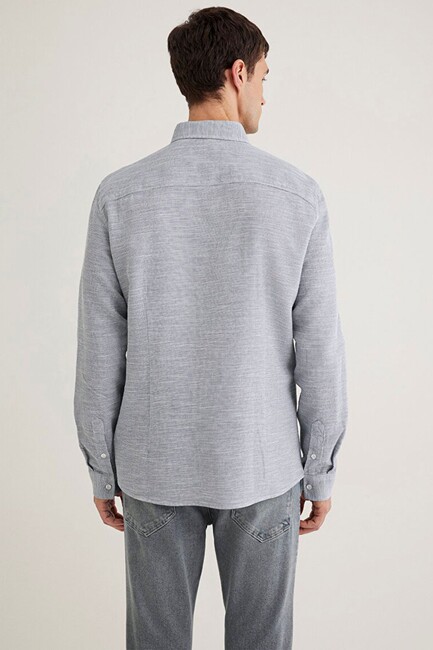 Erkek Uzun Kol Gömlek 020579-86998 Gri - Thumbnail