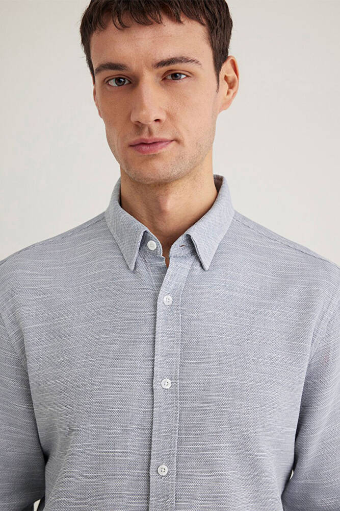 Erkek Uzun Kol Gömlek 020579-86998 Gri 