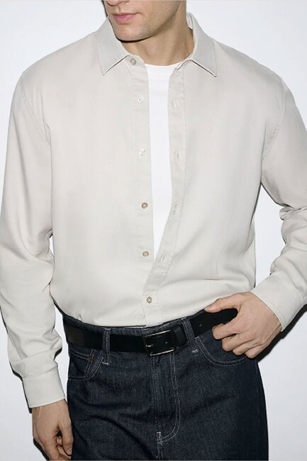Erkek Uzun Kol Gömlek 0210818-70134 Bej (2)