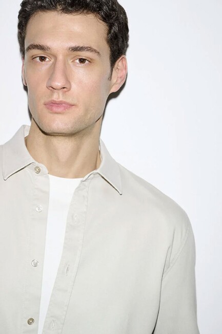 Erkek Uzun Kol Gömlek 0210818-70134 Bej (3)