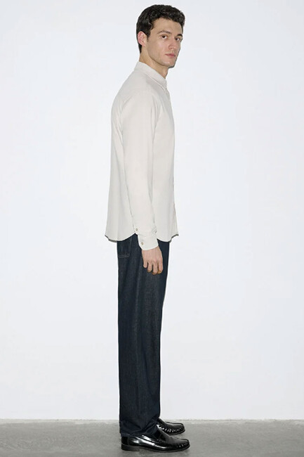 Erkek Uzun Kol Gömlek 0210818-70134 Bej - Thumbnail