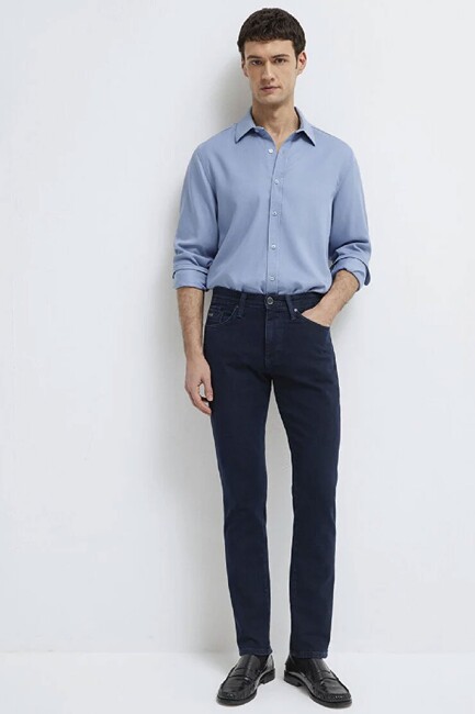Erkek Uzun Kol Gömlek 0210818-70813 Mavi (3)