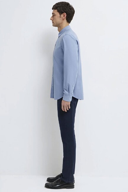 Erkek Uzun Kol Gömlek 0210818-70813 Mavi - Thumbnail