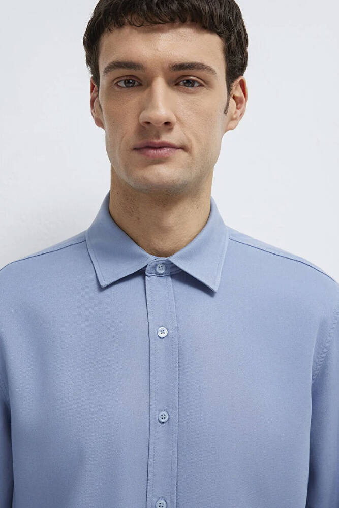 Erkek Uzun Kol Gömlek 0210818-70813 Mavi 