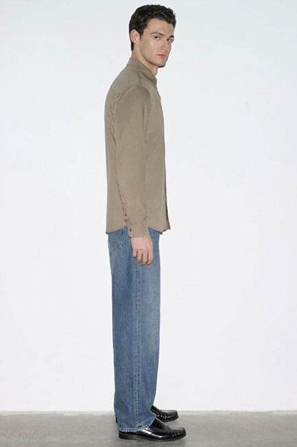 Erkek Uzun Kol Gömlek 0210818-83866 Kahve (3)