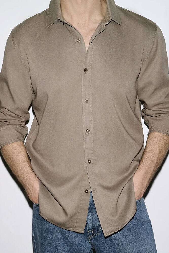 Erkek Uzun Kol Gömlek 0210818-83866 Kahve 