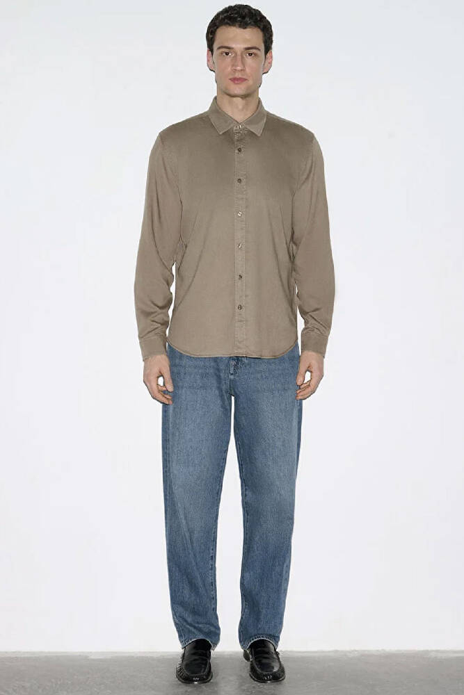 Erkek Uzun Kol Gömlek 0210818-83866 Kahve 