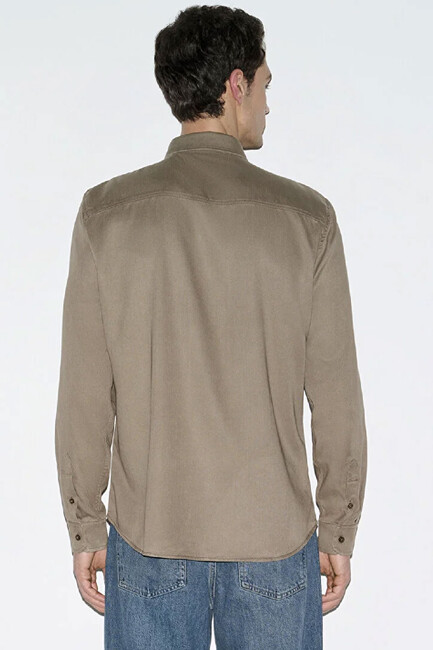 Erkek Uzun Kol Gömlek 0210818-83866 Kahve - Thumbnail